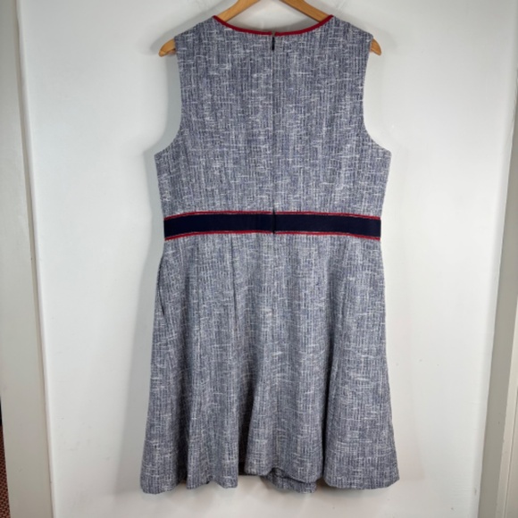 Boden Matilda Textured Dress 14 Blue Tweed Pockets Preppy Mod Nautical Easter - Picture 5 of 11